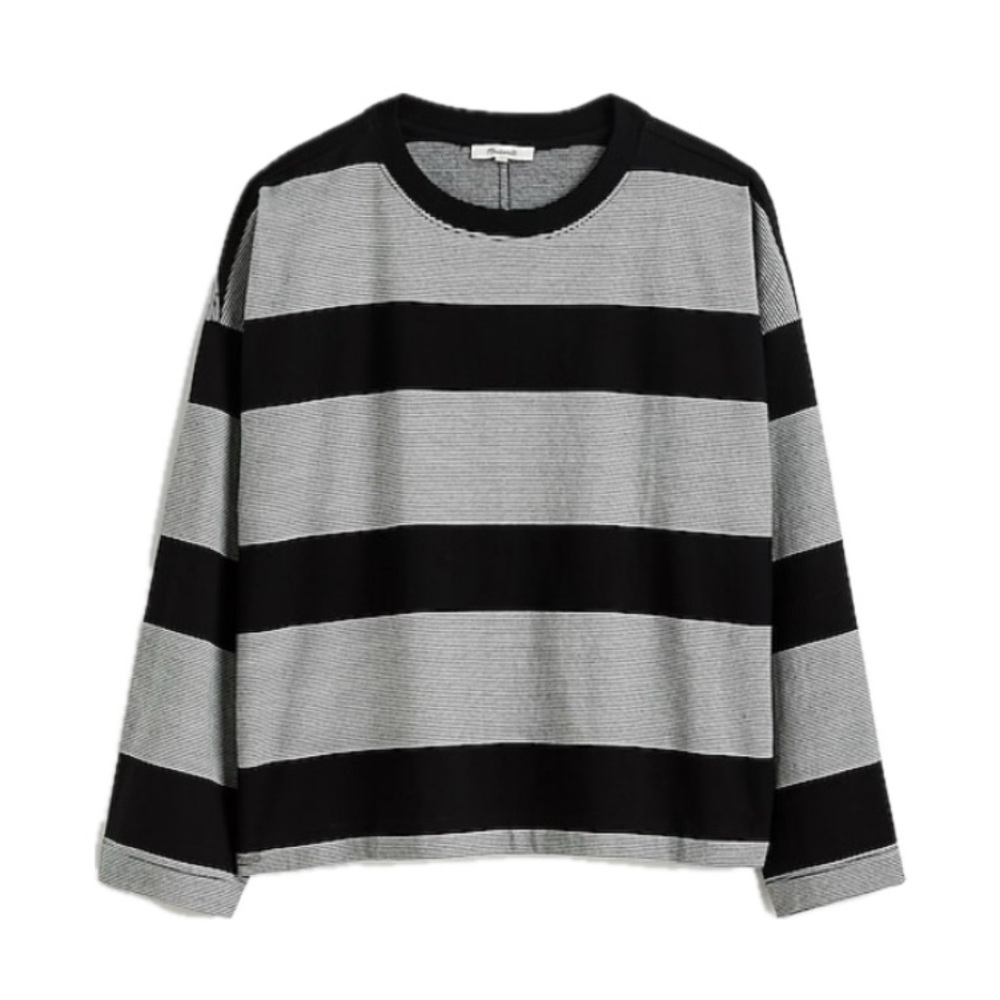 Madewell oversized Oversized Crewneck long sleeve tee in stripe XXS